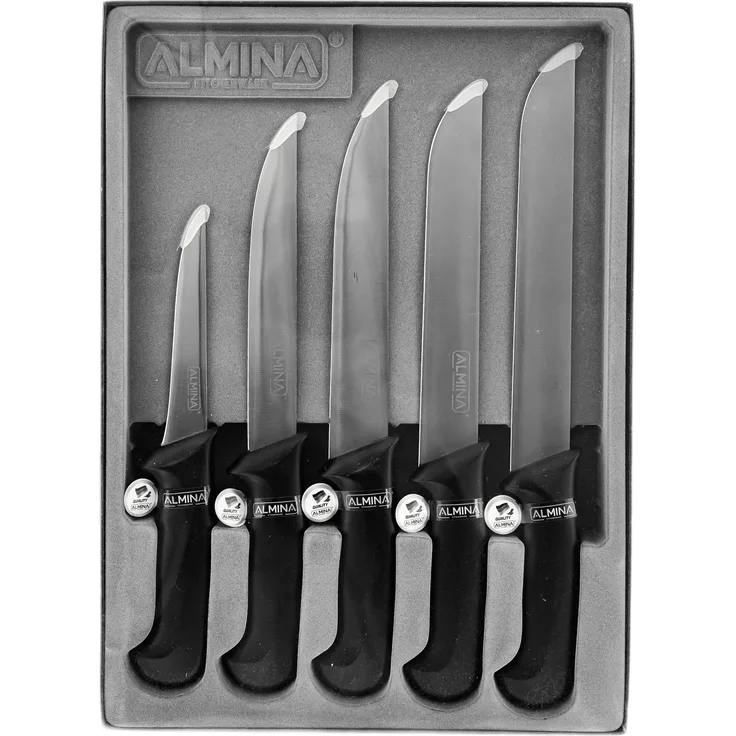 5-teiliges Messer-Set in Schwarz ideal zum Schneiden, Stechen & Entbeinen