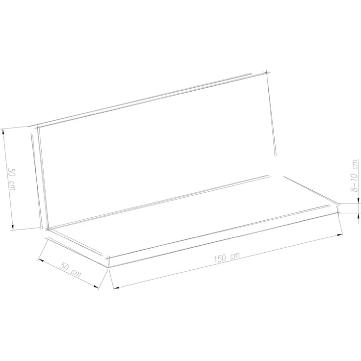 Chicreat Bankkissen mit Rückenteil 150 x 98 x 8 cm, Hellgrau – Bild 3