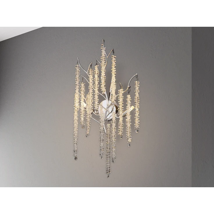 Ausgefallene LED Wandlampe Silber Chrom mit Kristall, Höhe 60cm – Bild 3