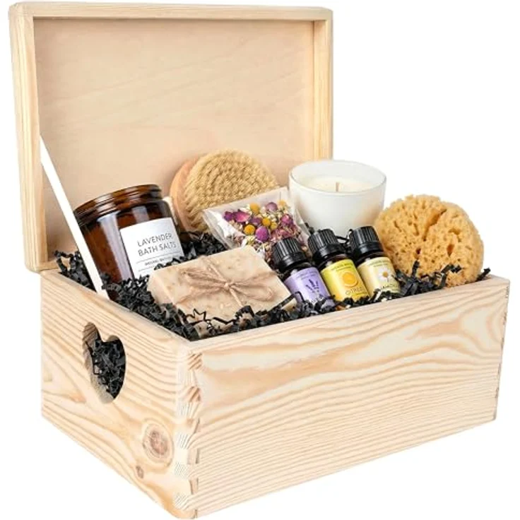 Creative Deco Aufbewahrungsbox Holzkiste mit Deckel Erinnerungsbox Holzbox, herzförmige Griffe – Bild 2