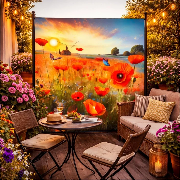 Quick Star Paravent Stellwand Outdoor Wetterfest in mehreren Größen - Farben - Motiven – Bild 1
