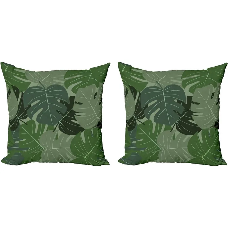 Abakuhaus Kissenbezüge Modern Accent Doppelseitiger Digitaldruck, (2 Stück), Waldgrün Camo Palmblätter