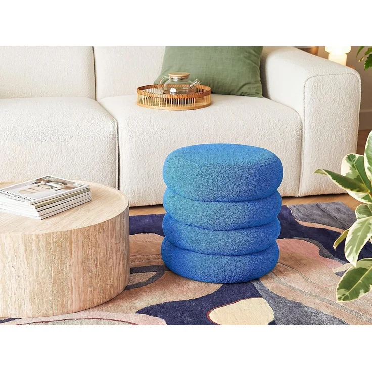 Pouf SUMPTER Bouclé Blau – Bild 2