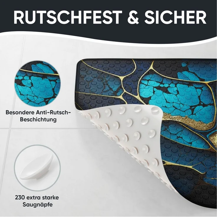 Sanilo Duschmatte mit Motiv, viele schöne Badematten zur Auswahl, rutschfeste & sichere Badematte, hochwertig, Kunststoff PVC, quadratisch, 230 extra starke Saugnäpfe, 53 x 53 cm, waschbar – Bild 4