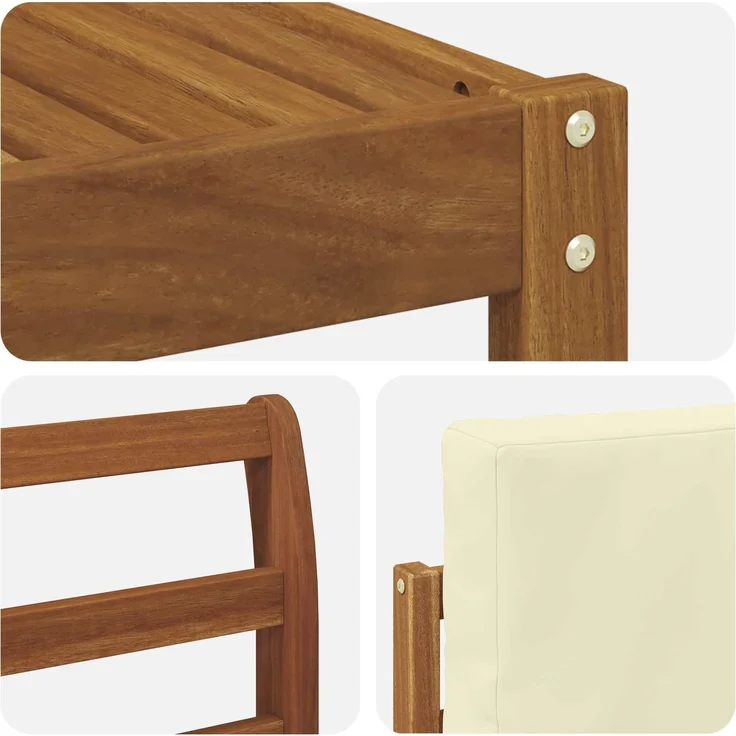 vidaXL Outdoor-Sofagarnitur 5 pcs Natur und Creme Massivholz Akazie 3365973 – Bild 6