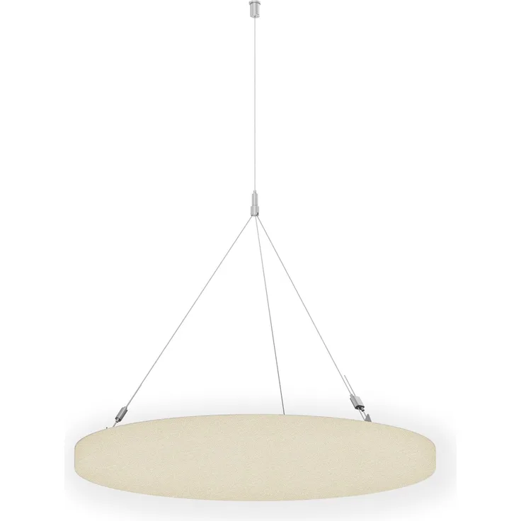 Rheinland Möbel FocusWall DAR07 – Runder Akustik-Deckenabsorber Ø 70 cm in Stofffarbe Oyster inkl. Chrom-Stahlseilen - Made in Germany - Klasse A, Stoffbezug, schwer entflammbar