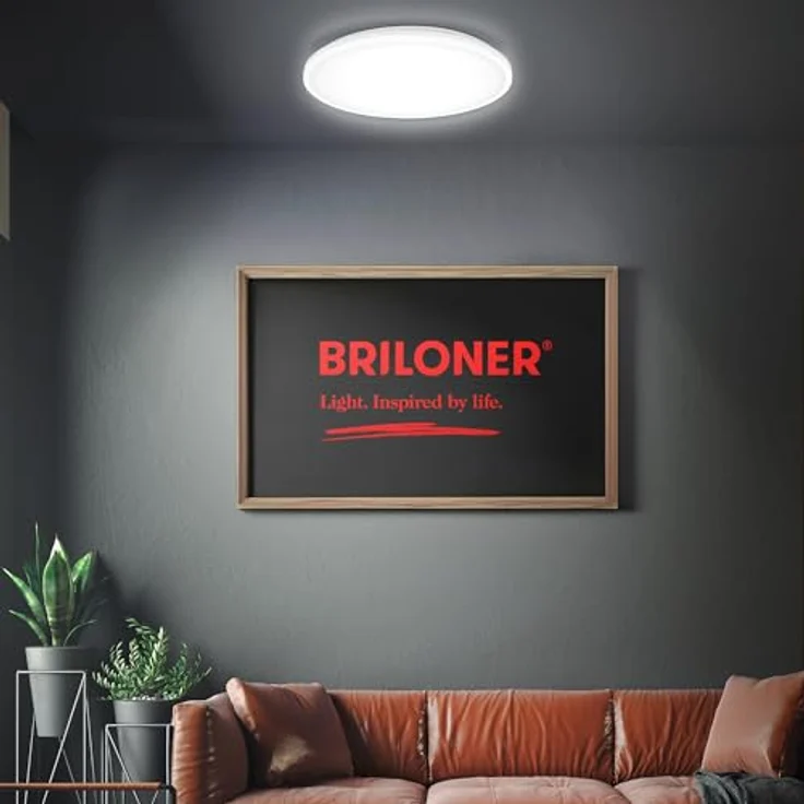 BRILONER - LED Deckenlampe mit Fernbedienung, warmweiß bis kaltweiß, stufenlos dimmbar, LED Lampe, LED Deckenleuchte, Wohnzimmerlampe, Küchenlampe, Deckenbeleuchtung, 33x6 cm, Weiß – Bild 3