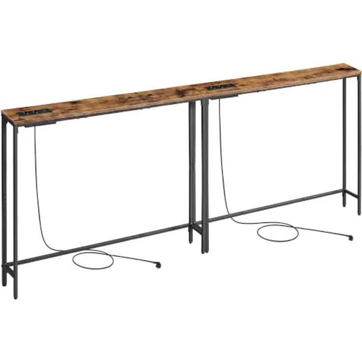 VASAGLE Konsolentisch,LNT079K02V1-2J | Flurtisch, Regal hinter Sofa, 200 x 15 x 80 cm, Vintagebraun, BARNET Kollektion – Bild 1