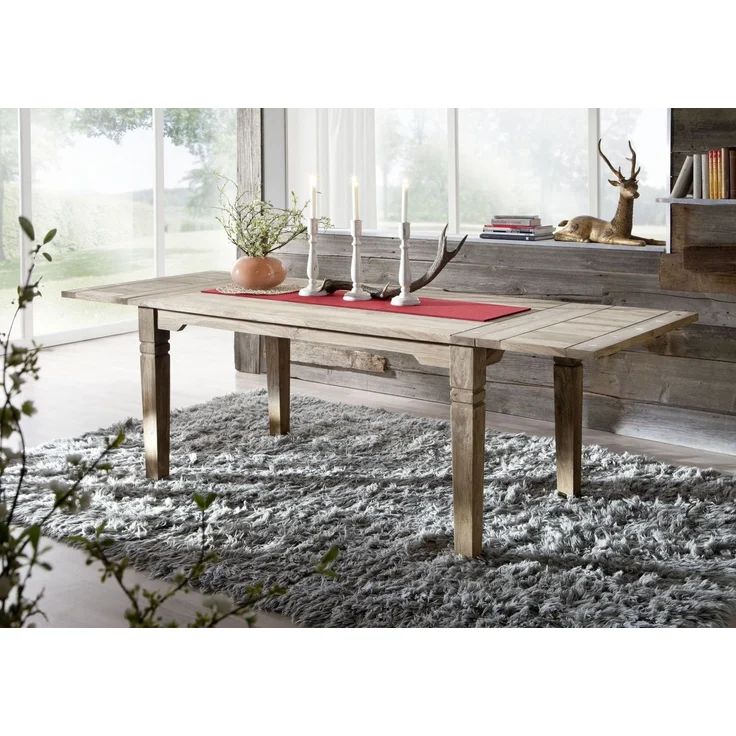 Esstisch mit Ansteckplatten Sheesham 160-200/240x90x76 grau geölt LEEDS #53 – Bild 9