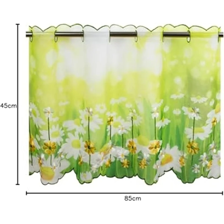 Delindo Lifestyle Scheibengardine Margeriten (1 St), Stangendurchzug, transparent, Voile, zwei Größen – Bild 6