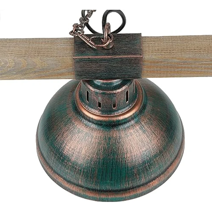 Licht-Erlebnisse HAKON, Hängelampe Metall Holz in Kupfer Antik, 72 cm, 3-flammig, Vintage Pendelleuchte für Esszimmer und Wohnzimmer – Bild 4