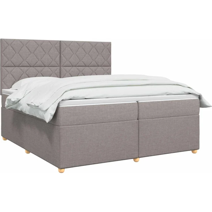 vidaXL Boxspringbett mit Matratze Taupe 200 x 200 cm Stoff 3455438 – Bild 3