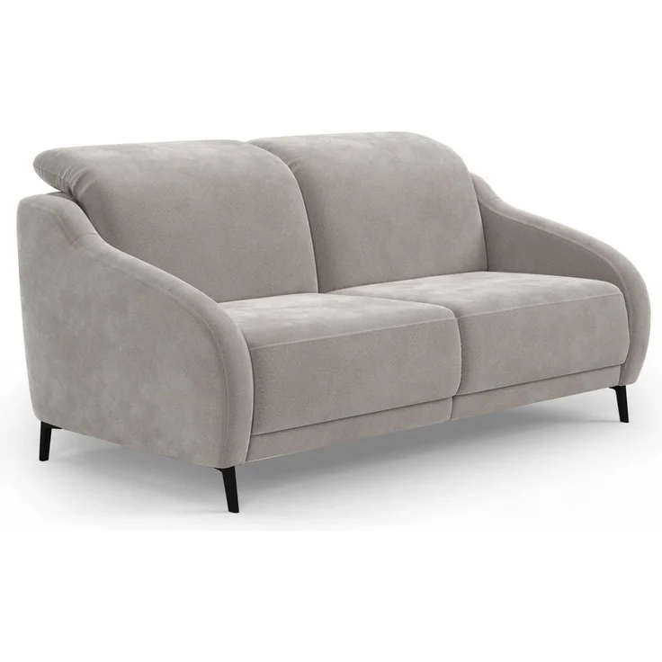 CAVADORE 2,5er-Sofa Blue / 2,5-Sitzer Couch im modernen Design mit motorischer TV-Funktion Inkl. Kopfteilverstellung und mattschwarzen Metallfüßen / 172 x 93 x 104 / Mikrofaser, Hellgrau