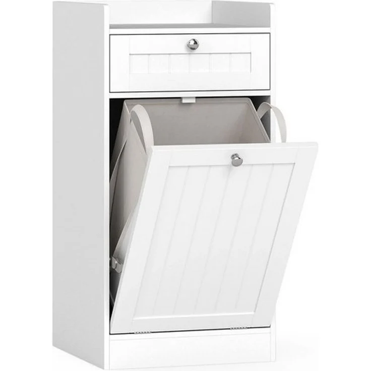 KOMFOTTEU Wäscheschrank Badschrank mit Wäschekorb, Wäschesack & Regal – Bild 4
