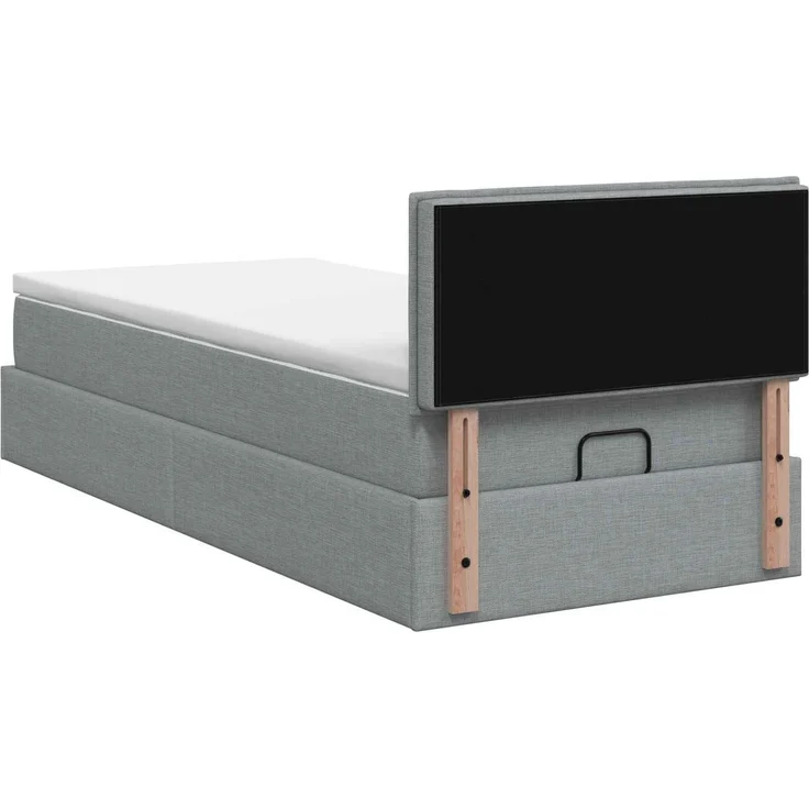 vidaXL Ottoman Bett mit Matratze Hellgrau 100 x 200 cm Stoff 3456219 – Bild 9