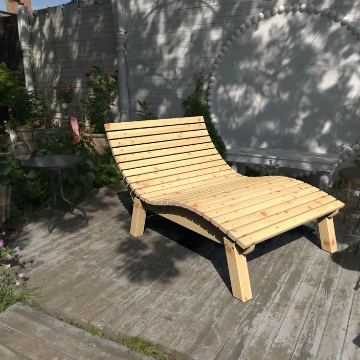 Gartenliege Relaxliege "Liege-Franzi" (Lärche) Breite 140cm Einstiegshöhe 40cm mit Füßen – Bild 1