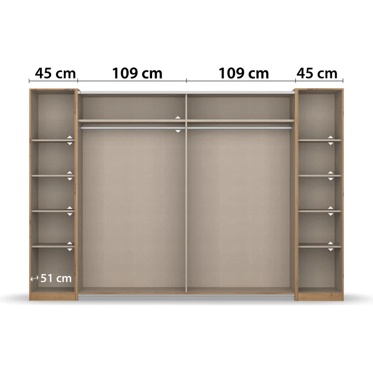 rauch Kleiderschrank, Dreh- und Schwebetürenschrank KRONACH, 4-türig, Grau metallic, 311 x 210 x 59 cm – Bild 6