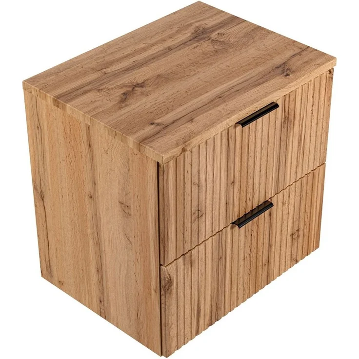 Waschtischunterschrank 60cm ADELAIDE-56, Wotaneiche mit gerillter Front, B/H/T ca. 60,6/59,2/46,5 cm – Bild 8