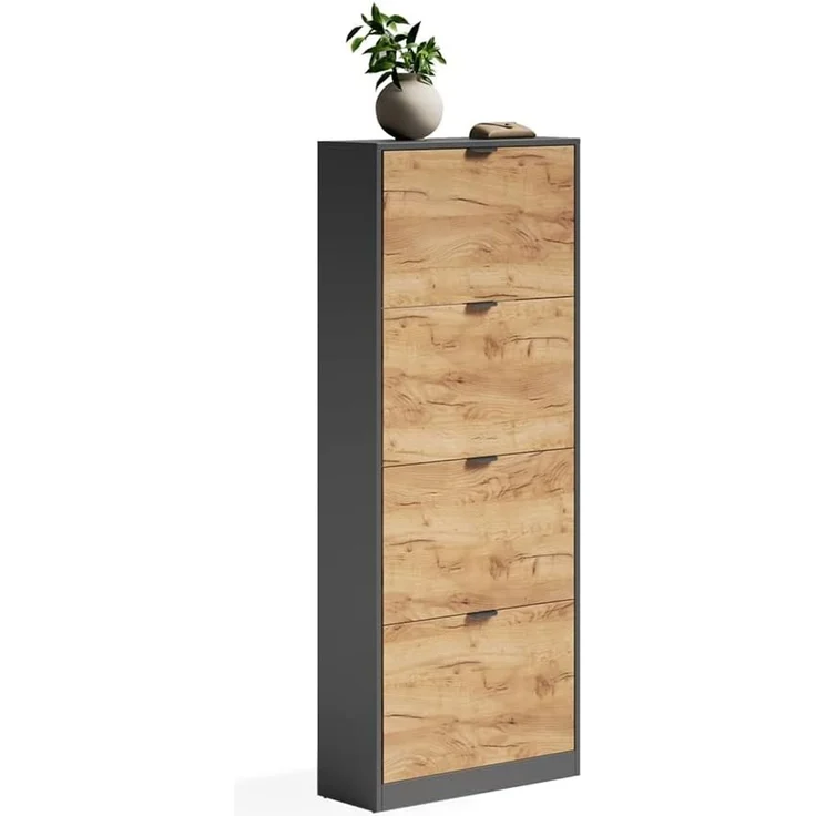 Schuhkipper Gizmo Goldkraft Eiche/Anthrazit 59 x 146.6 cm mit 4 Fächern Vicco – Bild 6