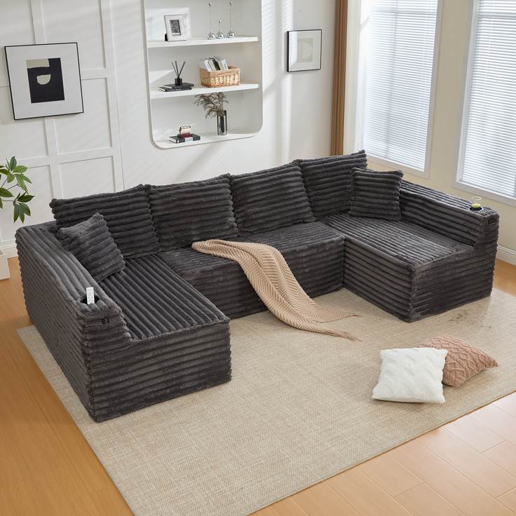 ZUBALIYA Wohnlandschaft 155x88 cm, mit Samtbezug, mit Cordbezug, mit breiten Armlehnen, mit Schaumstoffpolsterung – Bild 10