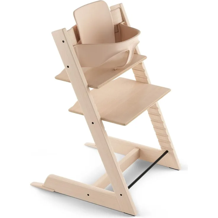 Tripp Trapp Hochstuhl von Stokke mit Baby Set, Natural aus Buchenholz - Verstellbarer, anpassbarer Stuhl für Kleinkinder, Kinder & Erwachsene