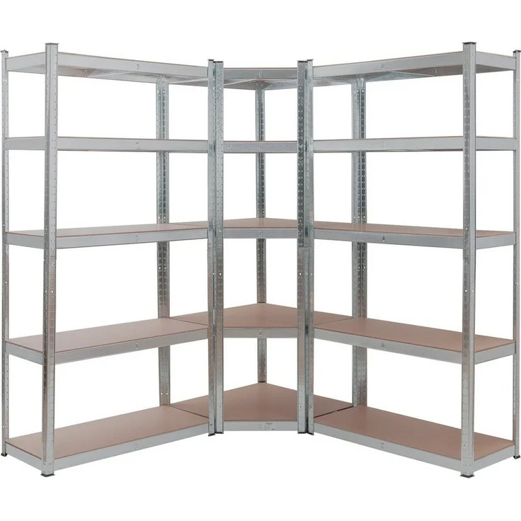 Arebos Schwerlastregal, Eckregal 180 x 90 x 40 cm, 180 x 70 x 70 cm, je 875 kg, Set 3-tlg, Stecksystem – Bild 5