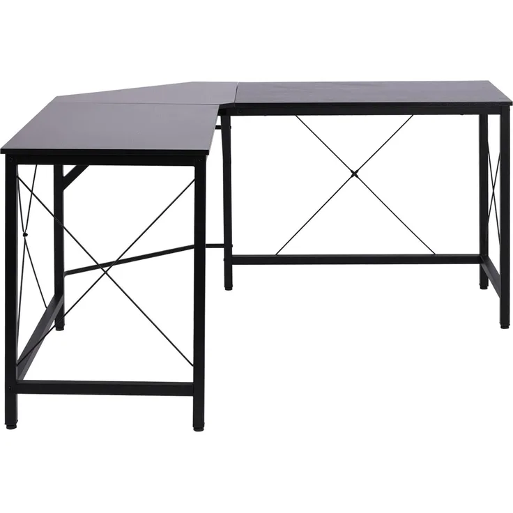 HOMCOM Computertisch Schreibtisch L-Form Eckschreibtisch Winkelschreibtisch MDF Schwarz 150 x 150 x 76 cm