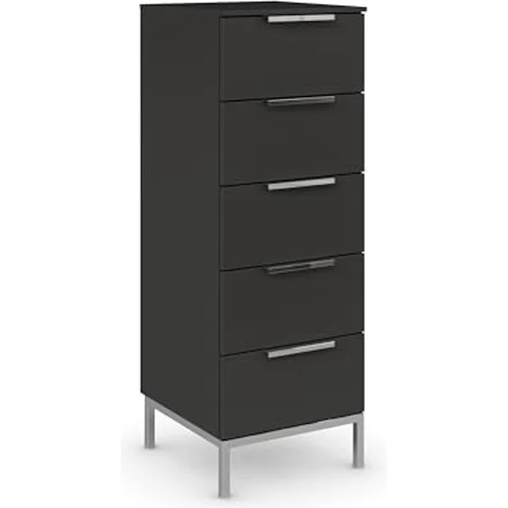 Rauch Möbel Flipp, Kommode für Schlafzimmer, Kinderzimmer, Wohnzimmer, Jugendzimmer, Flur, Garderobe, 5 Schubladen, mit Softclose Funktion, Farbe Schwarz, Breite 40 cm – Bild 1