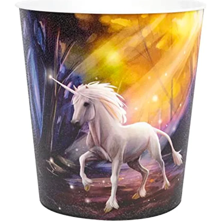 Idena Einhorn Papierkorb 9,0 l, mehrfarbig, stabiler Kunststoff für Innenräume