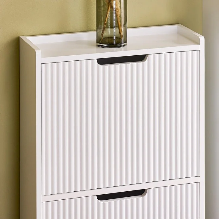 SoBuy FSR177-W Schuhschrank, MDF, Lackiert, Weiß, 50 x 90 x 19 cm – Bild 4