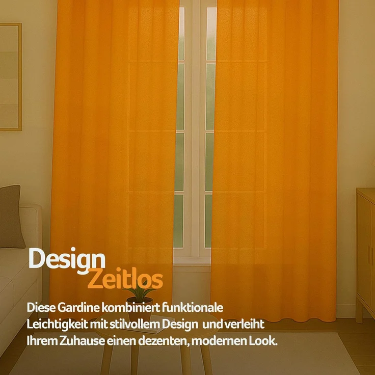 Gardine mit Ösen *** x *** cm ( Breite x Länge ) in ***, blickdichter Vorhang, Ösenvorhang in vielen Variationen 140x175 cm Hellorange – Bild 8