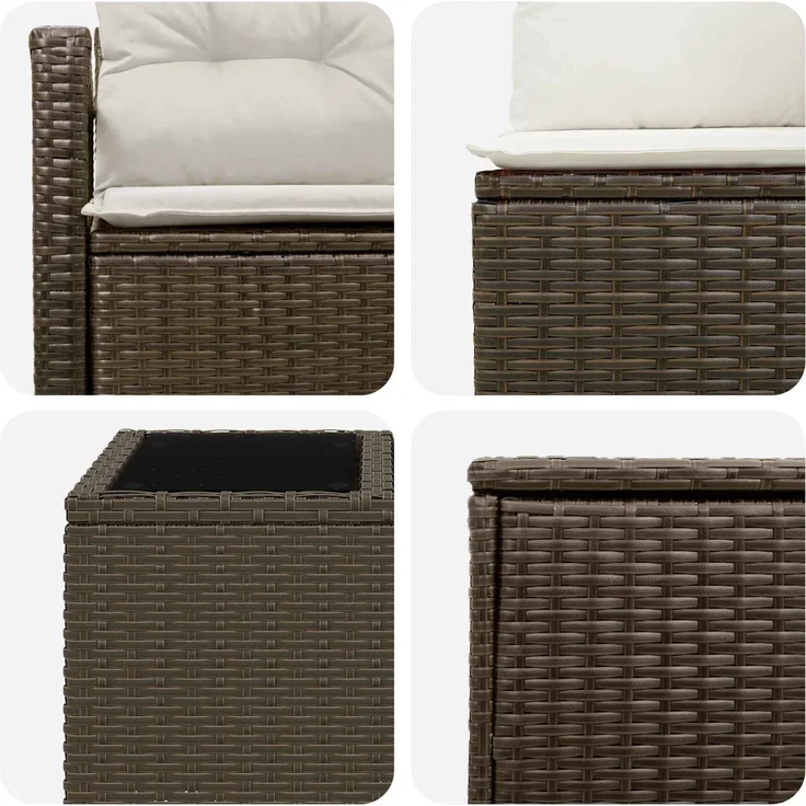 vidaXL Sofa Set 6 stk. Braun und Creme Weiß Polyrattan und Stahl 3447240 – Bild 9