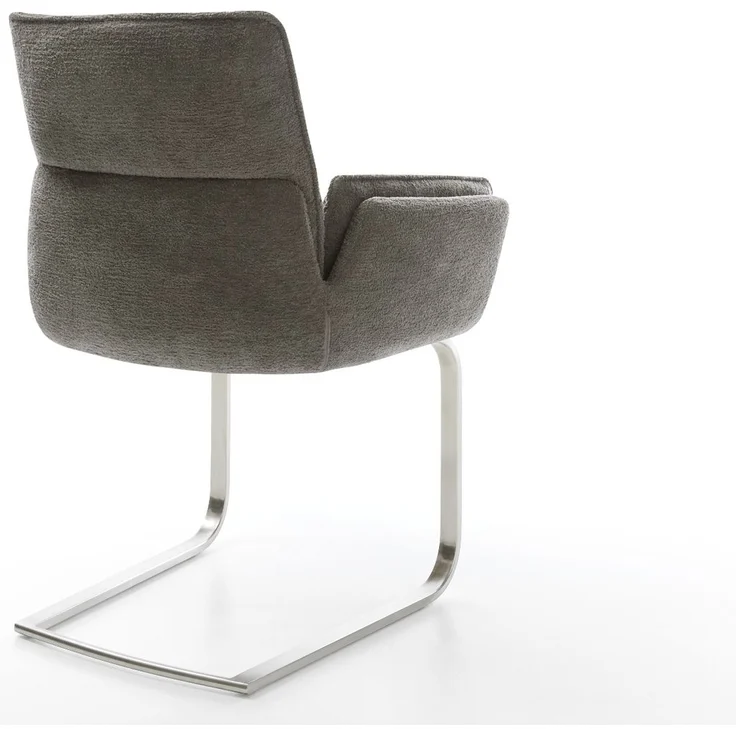 Freischwinger Nela-Flex Bouclé Soft Schlamm Freischwinger flach Edelstahl – Bild 5