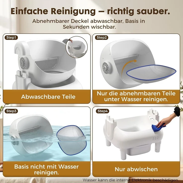 GTPLAYER Katzenklo Selbstreinigend, Selbstreinigende Katzentoilette mit Offenem Design, App-Steuerung & Sensoren, Automatisches Katzenklo mit Duftstein, Streumatte, Ideal für Mehrkatzenhaushalte, Weiß – Bild 8