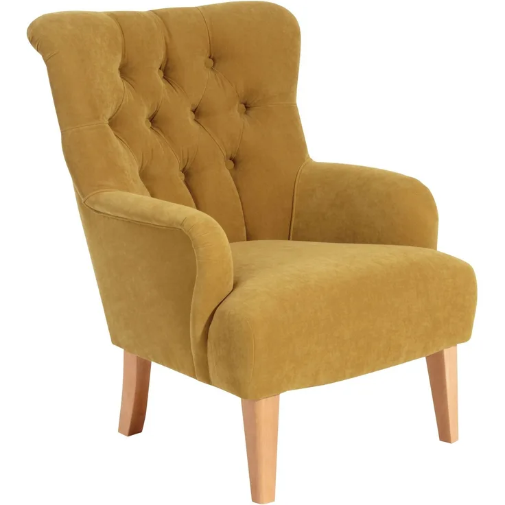 Sessel Kaiya Bezug Veloursstoff Buche natur / mais 21235