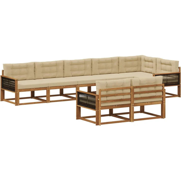 vidaXL Outdoor-Sofagarnitur 8 stk. 8-Sitzer Natur und Beige 3382666 – Bild 2