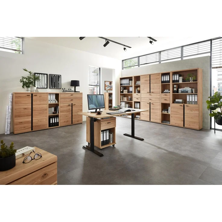 Büroschrank Sonos, Echtholz, Holzwerkstoff, Metall, Holzfarben, 90 x 203 x 38 cm – Bild 4