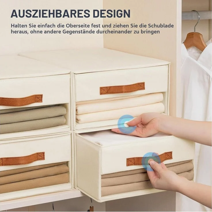 LEMLIT Aufbewahrungskorb 3 Stück Schubladen Kleiderschrank Organizer Faltboxen mit Fenster (3 Stück, 3 St, 40 x 32 x 17 cm), faltbar und stapelbar, mit Sichtfenster für Kleiderschrank – Bild 3
