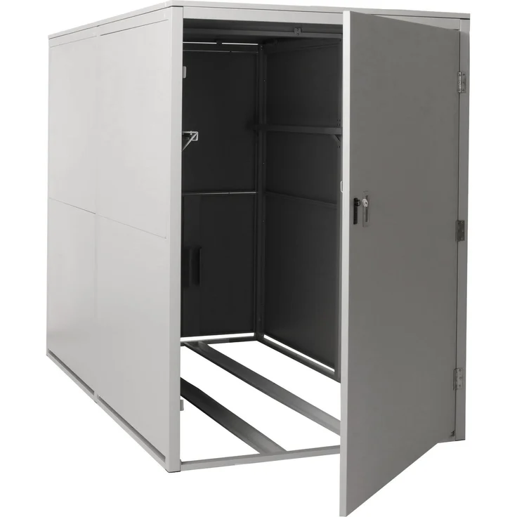 Mendler 'HWC-L56c' 2er-Fahrradgarage mit Ablage, abschließbar, Metall hellgrau, 160 x 113 x 209 cm – Bild 9