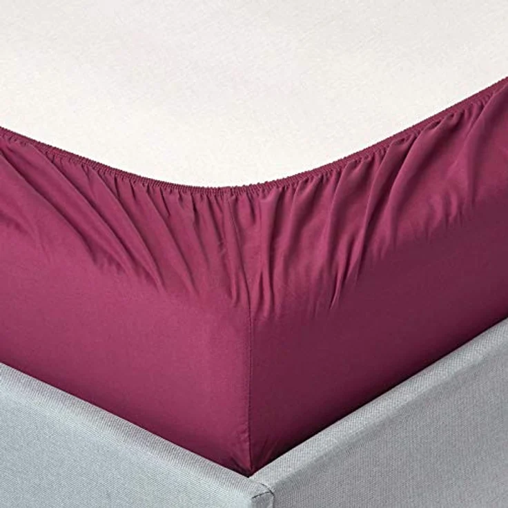 Homescapes Perkal-Spannbettlaken, Beere, 180x200 cm, Oeko-Tex®, 100% Baumwolle, hautfreundlich und atmungsaktiv – Bild 2