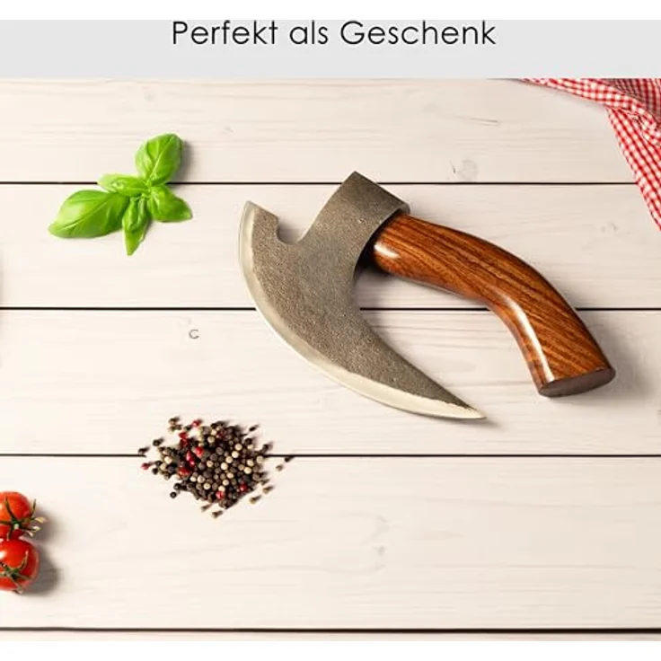 Hanseküche Pizzaschneider Pizza Axt, mit Wikinger Runen und Lederschutz – Bild 4