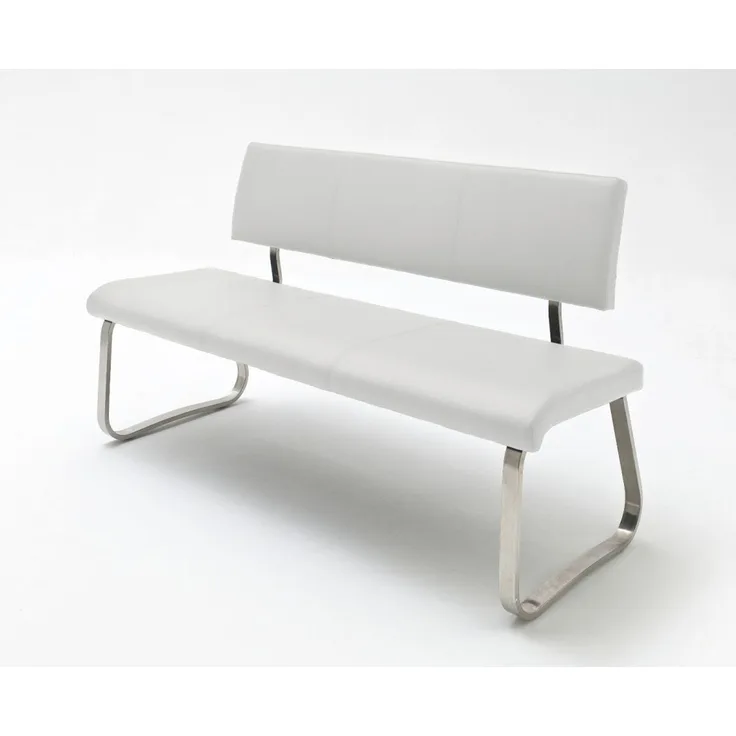 Sitzbank Arco - Kunstleder Weiß - Edelstahl - 155cm