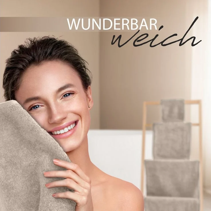 Hausfelder Handtücher Gästehandtücher (Beige, 6 Gästehandtücher 50x30cm), (Set, 6-St), Mit Aufhängeschlaufen, 100% Baumwolle, weich, saugfähig, Uni-Farben – Bild 3