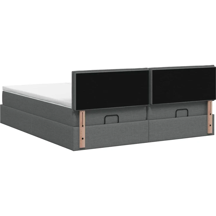 vidaXL Ottoman Bett mit Matratze mit Kopfteil 2 stk. Dunkelgrau Stoff 3456664 – Bild 9