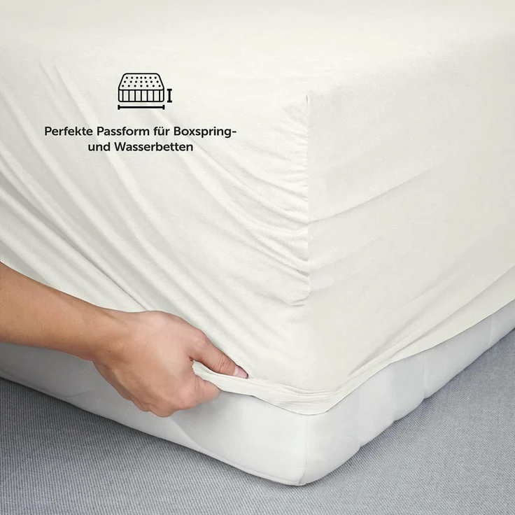 Blumtal Luxus Spannbettlaken 180x200 cm Boxspringbett 2er Set bis 40cm Höhe - Oeko-Tex Zertifizierte Baumwoll Bettlaken 180x200 Boxspringbett - Spannbettlaken 180x200 cm Baumwolle - Ivory – Bild 5
