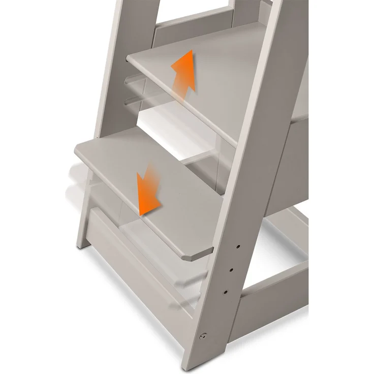 tiSsi 'Felix' Lernturm, Tritt 3-fach höhenverstellbar, Buche storm grey, Massivholz – Bild 4