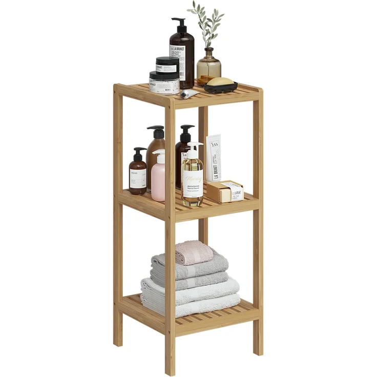 Bellamio 'Newa' Badezimmer Regal, Bambus, natur, 80x33x33 cm, Badregal mit 3 Ablagefächern – Bild 8