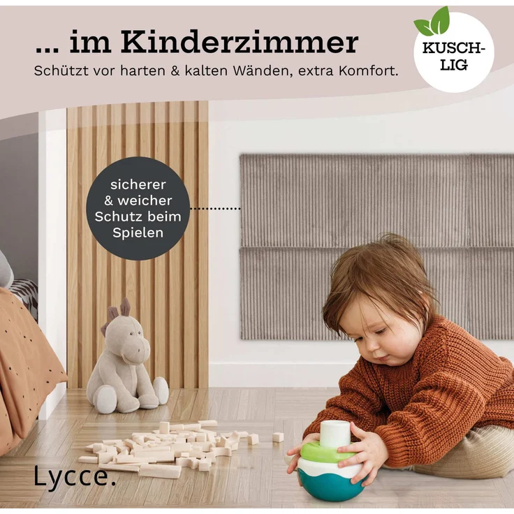 Lycce Kopfstütze Wandkissen Cord - Wandpolster Kopfteil Betten & Rückenkissen Sitzbank, (1 St) – Bild 3