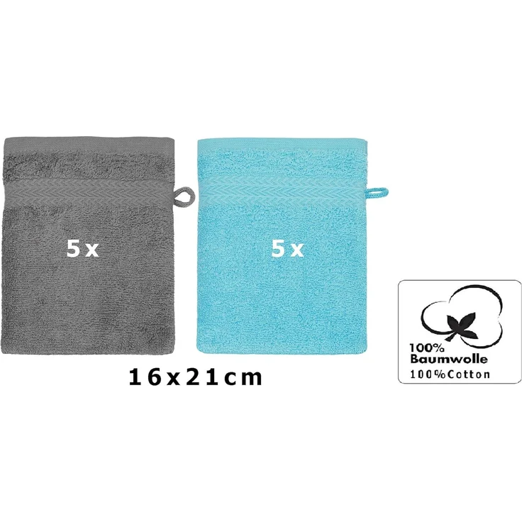 Betz Waschhandschuh 10 Stück Premium 16x21 cm Farbe anthrazit und türkis, (10-St) – Bild 6