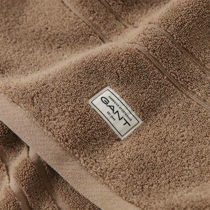 GANT Gästetuch - Premium Handtuch, Frottee, Baumwolle, Logo, uni Beige 30x50cm – Bild 2